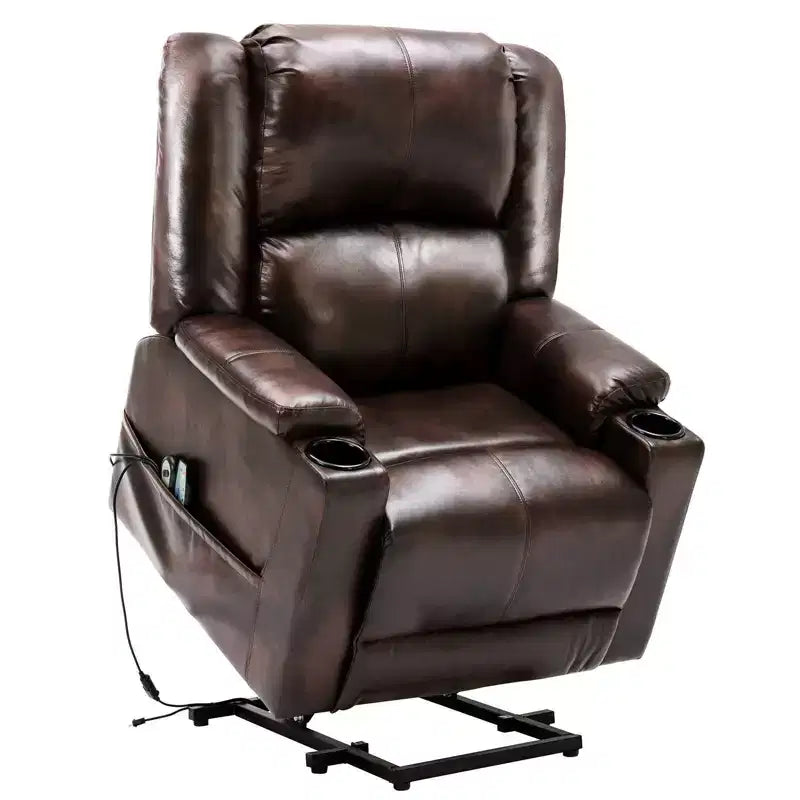 COMHOMA Massage Recliner Chair PU Leather Sofa Power Lift Chair Brown