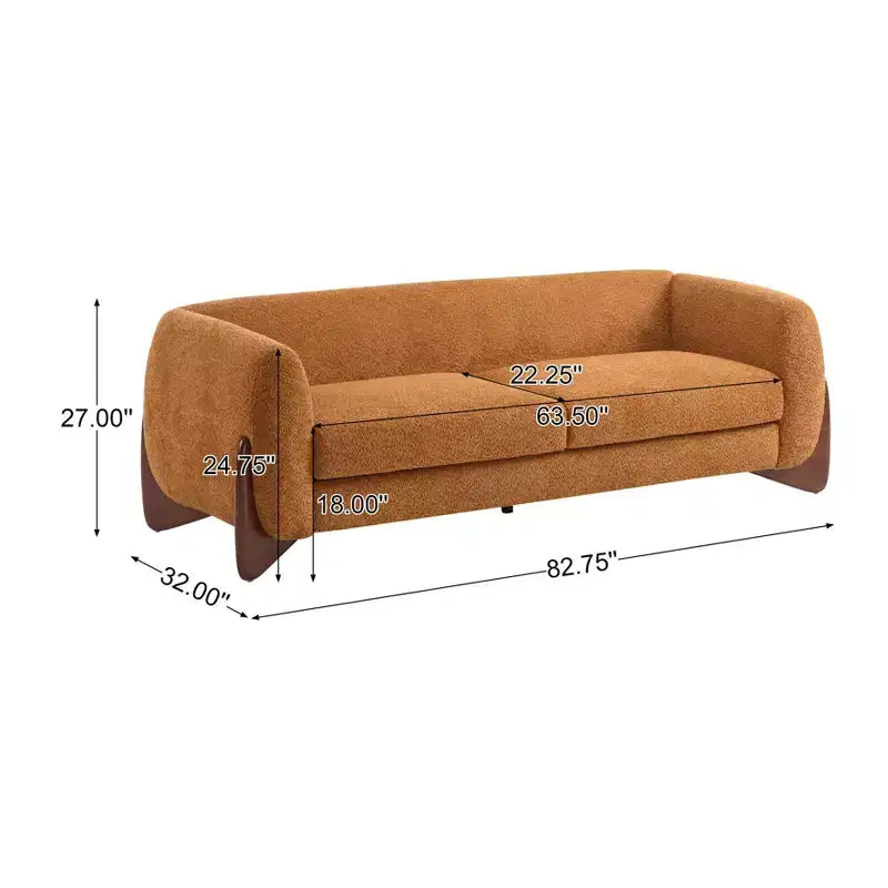 Christopher Knight Home Mia 82.75" Boucle Fabric 3 Seater Sofa Caramel