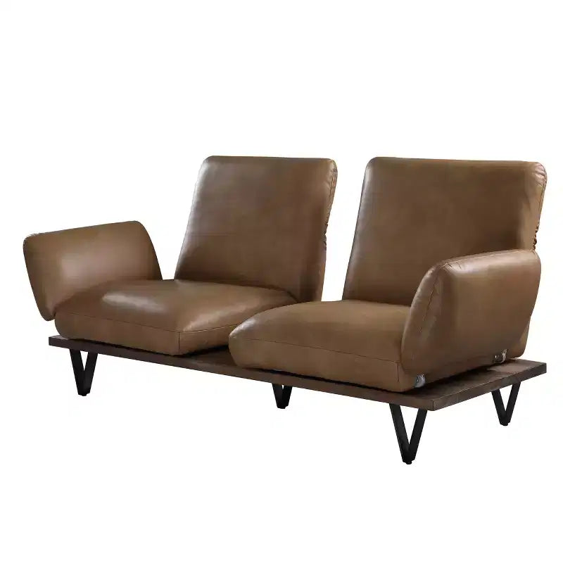 88" Narech Sofa with Swivel Nutmeg Top Grain Leather - Acme Furniture: Includes 2 Accent Pillows, Wood Frame