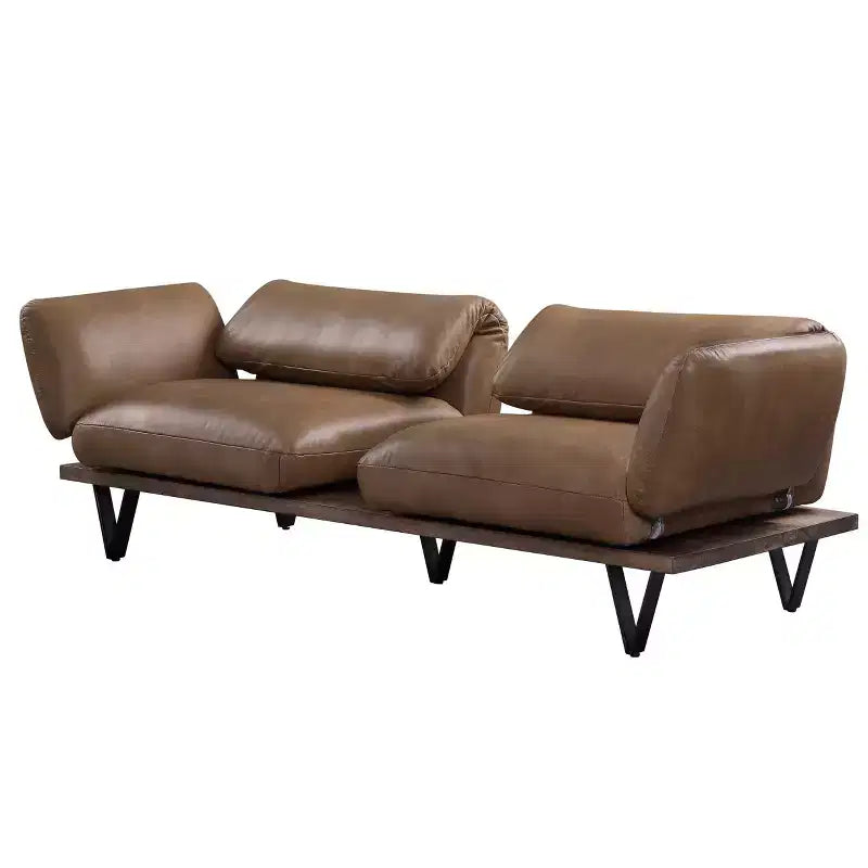 88" Narech Sofa with Swivel Nutmeg Top Grain Leather - Acme Furniture: Includes 2 Accent Pillows, Wood Frame