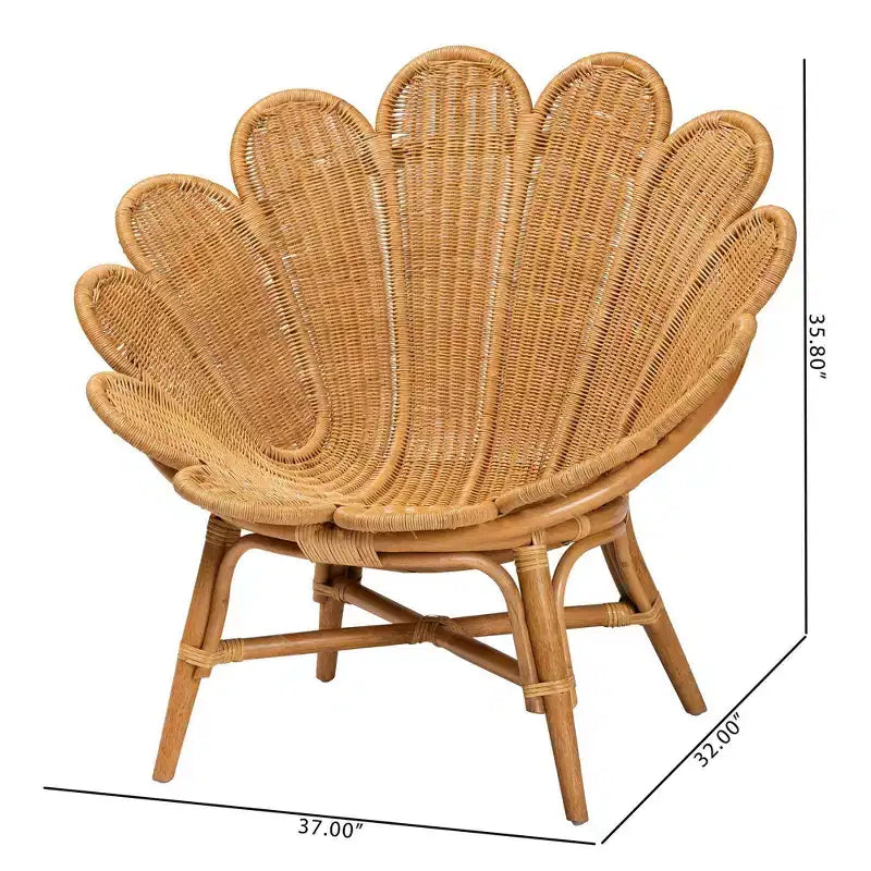 bali & pari Blossom Rattan Accent Flower Chair Honey