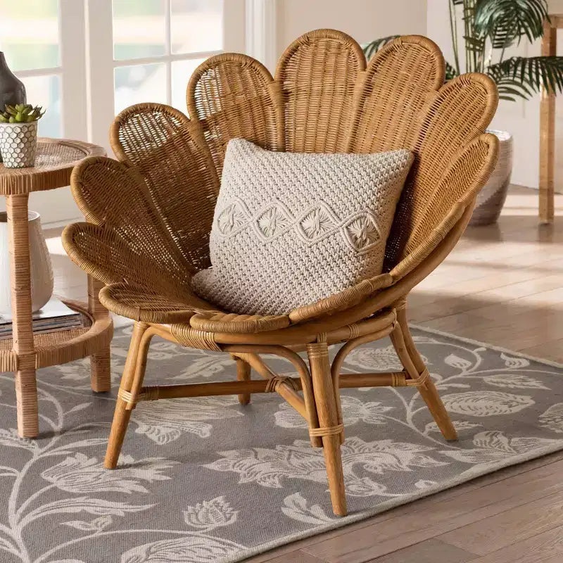 bali & pari Blossom Rattan Accent Flower Chair Honey