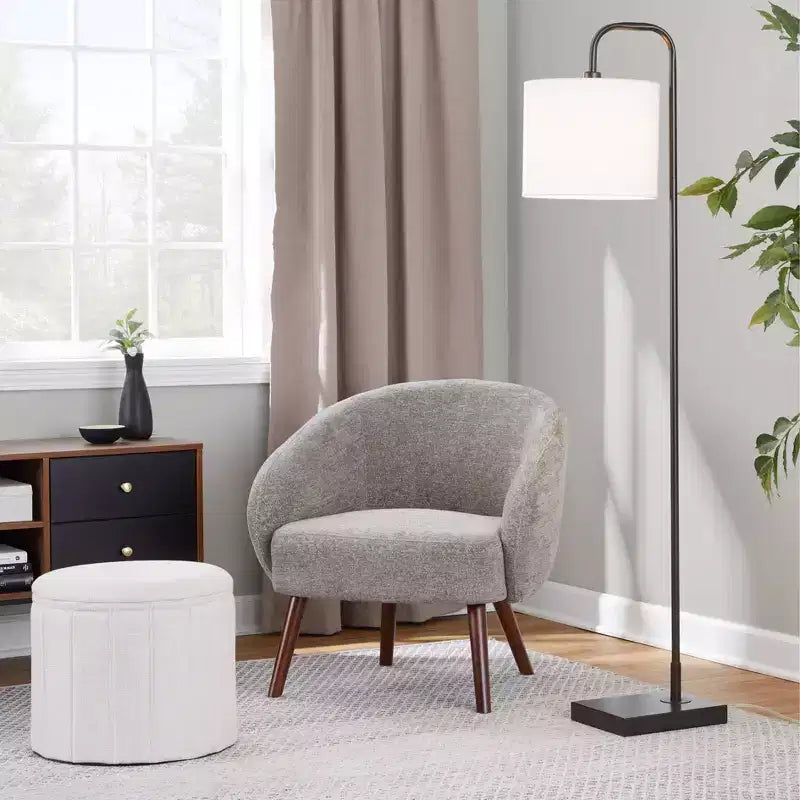 LumiSource Ashland Lounge Fabric Accent Chair Walnut Wood/Gray