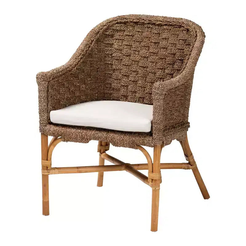 bali & pari Luis Seagrass and Rattan Arm Chair Natural Seagrass/Natural