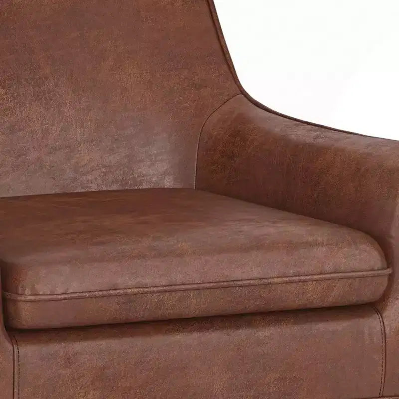 Warnock Accent Chair Distressed Saddle Brown - WyndenHall: Faux Leather, Rubberwood Legs