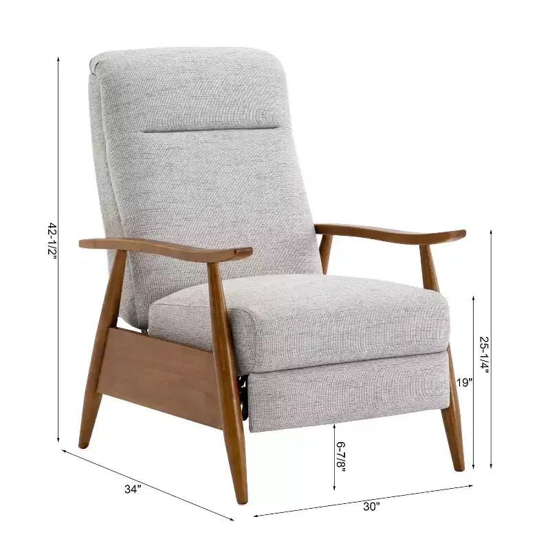 Comfort Pointe Terni Press-Back Recliner Sea Oat: Upholstered Polyester, Wood Frame, Foam Fill