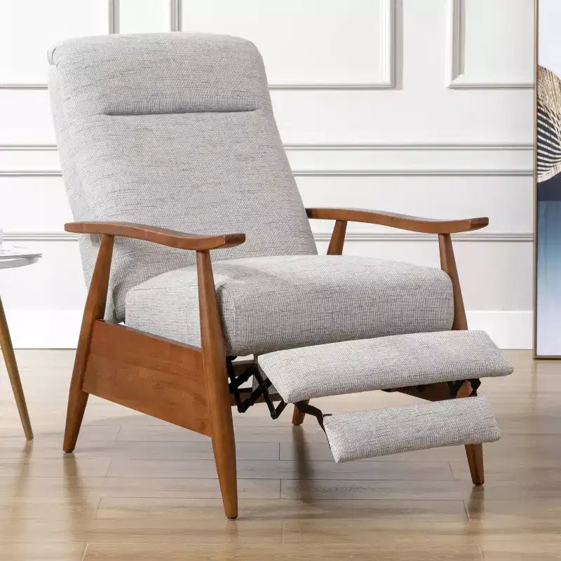 Comfort Pointe Terni Press-Back Recliner Sea Oat: Upholstered Polyester, Wood Frame, Foam Fill