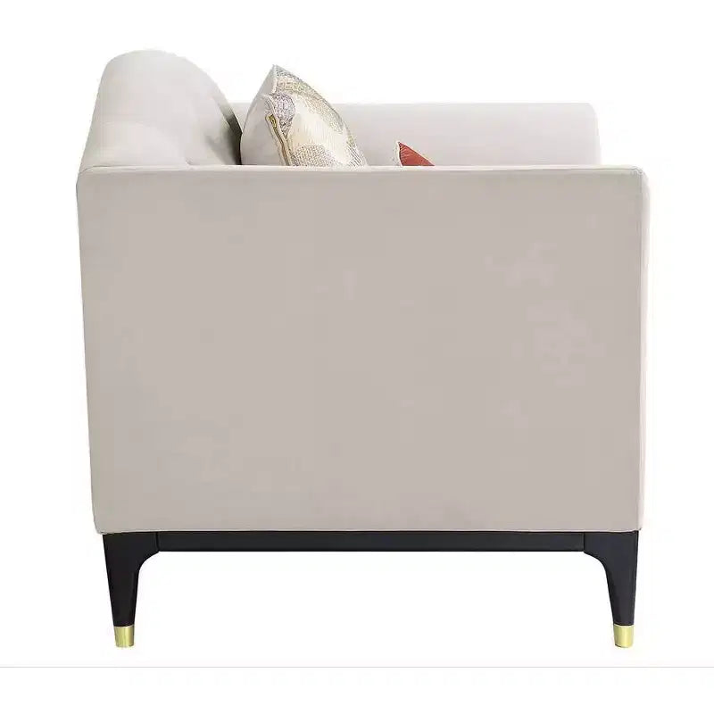 71" Tayden Sofas Beige Velvet: Acme Furniture, Crystal Tufting, Gold Accents