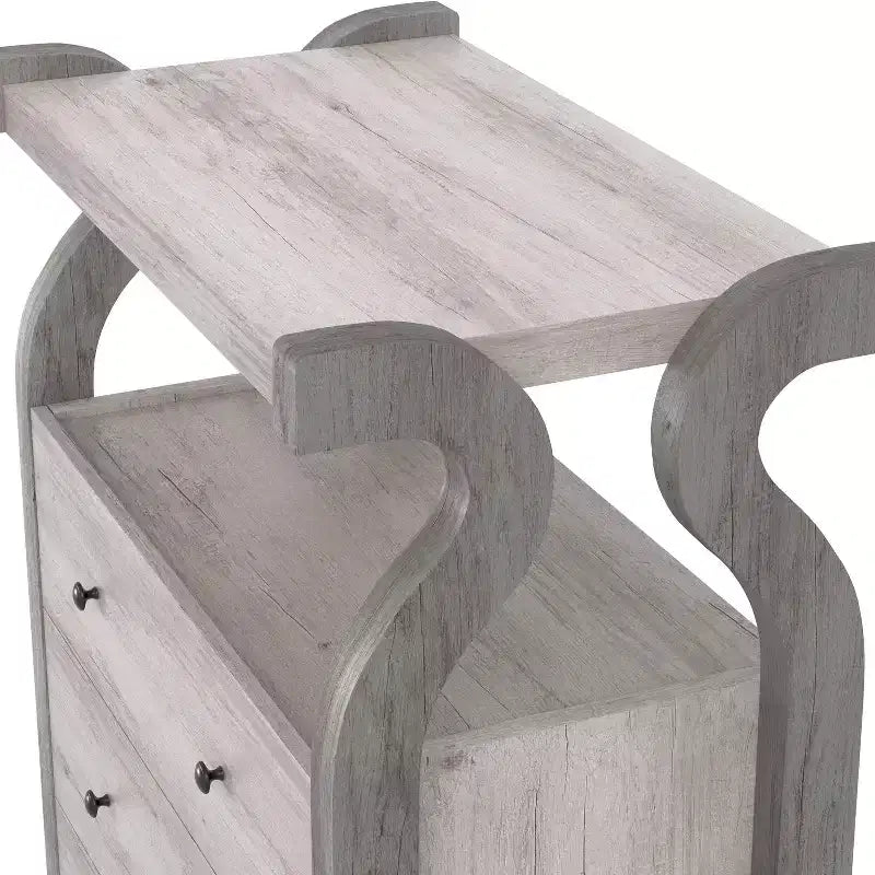 miBasics Chickadee Farmhouse 4 Drawer Chest Coastal White : MDF Storage, Anti-Tip Hardware