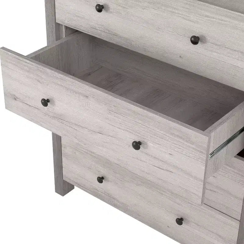 miBasics Chickadee Farmhouse 4 Drawer Chest Coastal White : MDF Storage, Anti-Tip Hardware