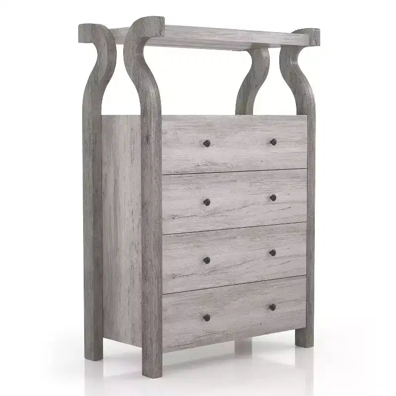 miBasics Chickadee Farmhouse 4 Drawer Chest Coastal White : MDF Storage, Anti-Tip Hardware