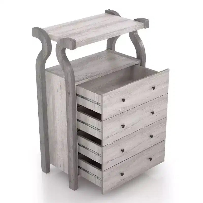 miBasics Chickadee Farmhouse 4 Drawer Chest Coastal White : MDF Storage, Anti-Tip Hardware