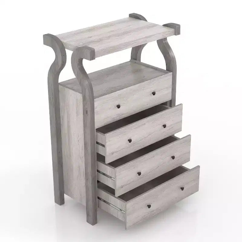 miBasics Chickadee Farmhouse 4 Drawer Chest Coastal White : MDF Storage, Anti-Tip Hardware