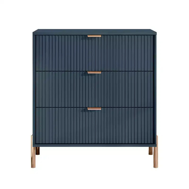 Festivo 2pc Modern Elegance 3 Drawer Nightstands Side Table Set Navy