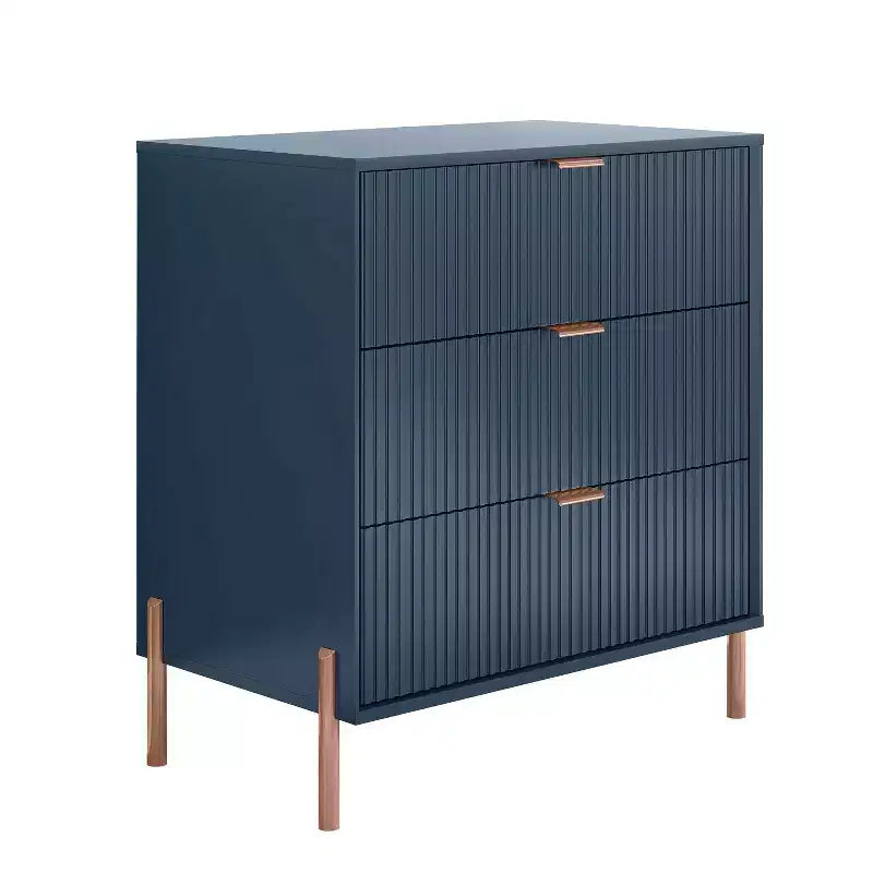 Festivo 2pc Modern Elegance 3 Drawer Nightstands Side Table Set Navy