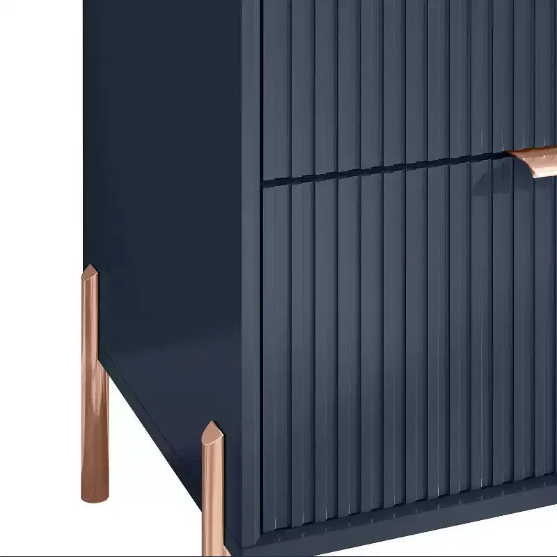 Festivo 2pc Modern Elegance 3 Drawer Nightstands Side Table Set Navy