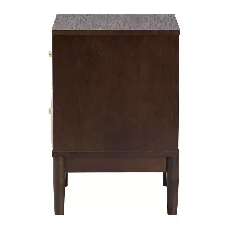 Baxton Studio Nikolai Fabric and Wood 2 Drawer Nightstand Beige/Wenge Brown