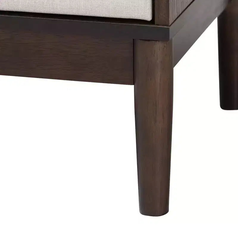 Baxton Studio Nikolai Fabric and Wood 2 Drawer Nightstand Beige/Wenge Brown
