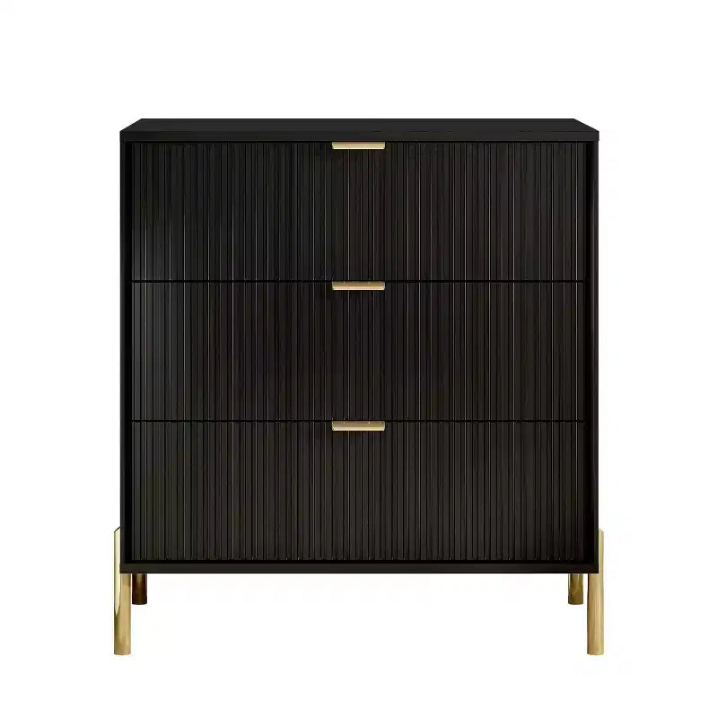 Festivo 3pc Modern Elegance 3 Drawer Nightstands and 6 Drawer Dresser Set Black