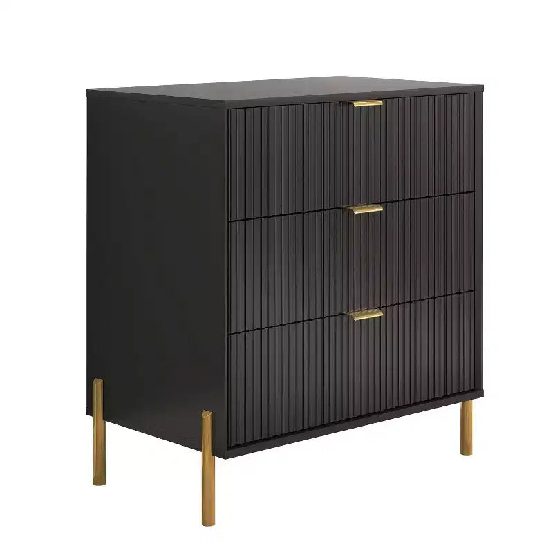 Festivo 3pc Modern Elegance 3 Drawer Nightstands and 6 Drawer Dresser Set Black