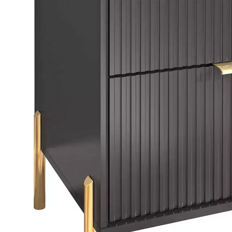 Festivo 3pc Modern Elegance 3 Drawer Nightstands and 6 Drawer Dresser Set Black