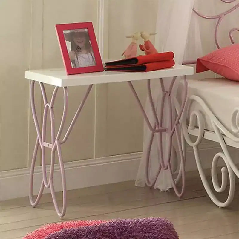 Priya Ii 22" Nightstands White/Light Purple - Acme Furniture: Metal Frame, Wood Surface, Meets ASTM Safety Standards
