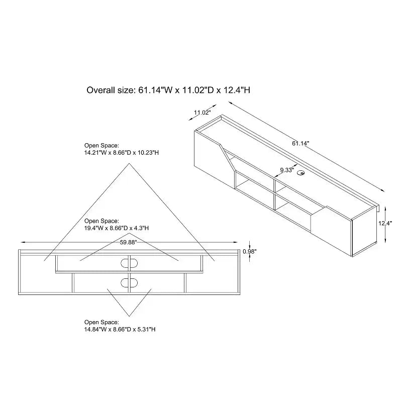 24/7 Shop At Home Kelvert Transitional Floating TV Stand for TVs up to: Wall Mount, Cable Management, Storage
