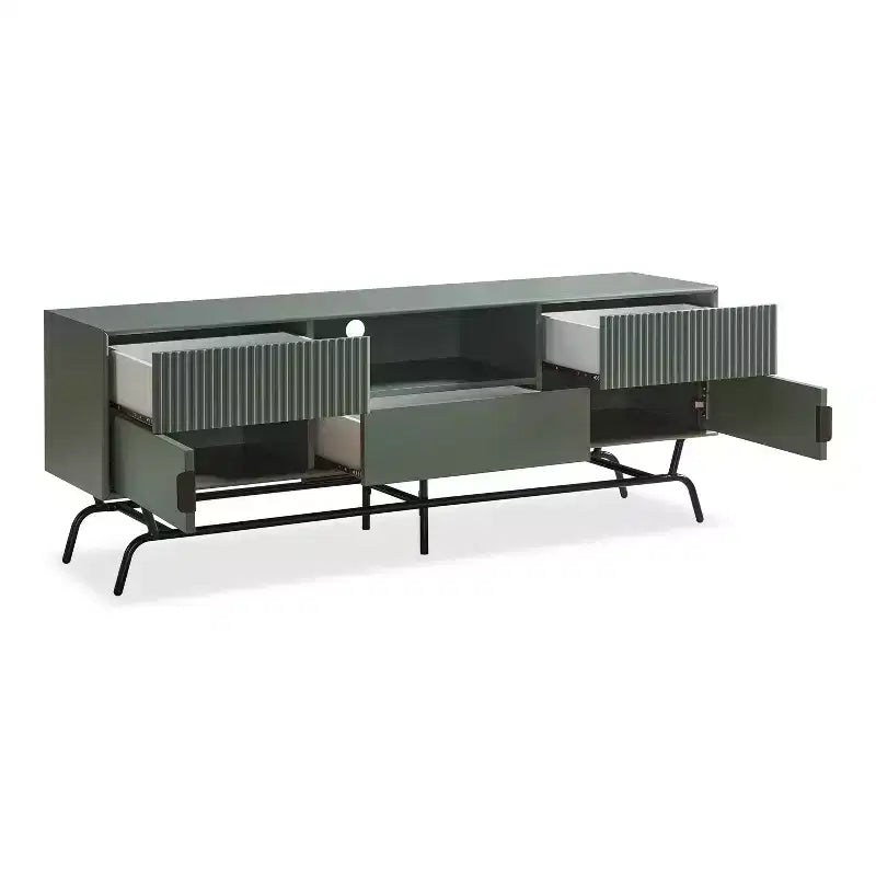 Meadowgrove Modern 3 Drawer TV Stand for TVs up to 65" with Cabinet Sage Green - miBasics: Metal Frame, Cable Management