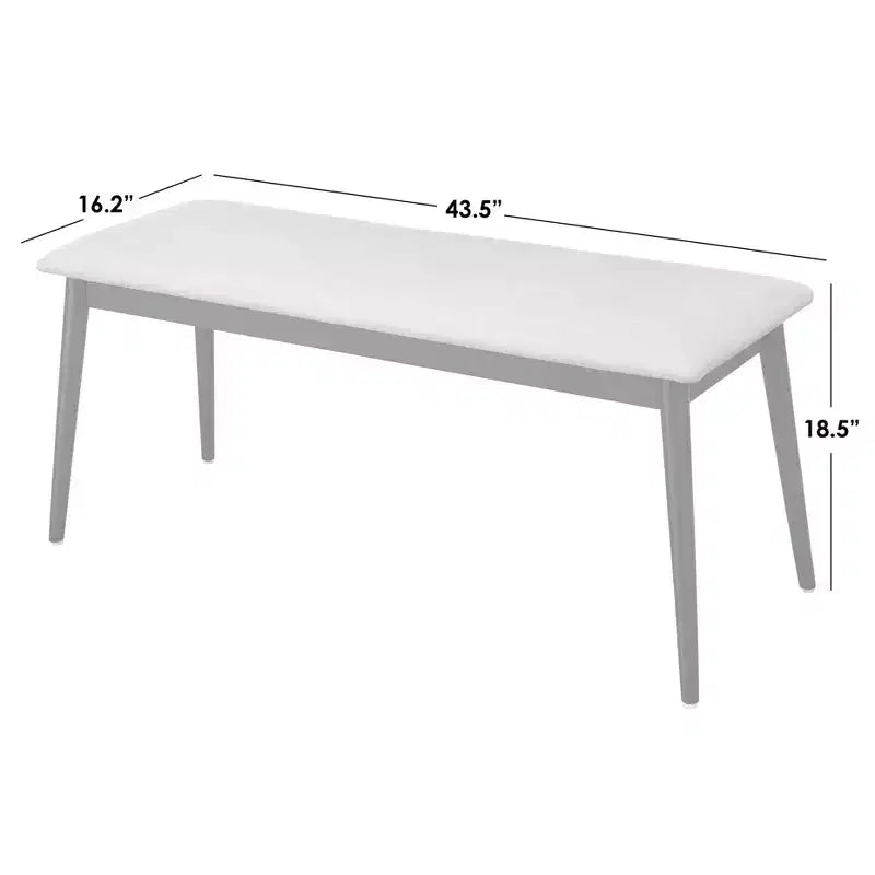 Lifestorey Whitney Mid Century Modern Bench Upholstered Bench Black/Gray: Mid-Century Modern, Padded, Rubberwood Frame