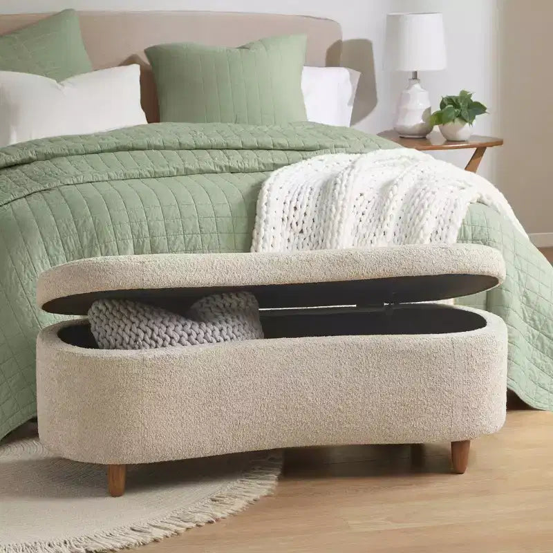 Bailey Boucle Flip Top Storage Bench Taupe - Ink+Ivy: Upholstered Ottoman, Bedroom Furniture with Wood Legs