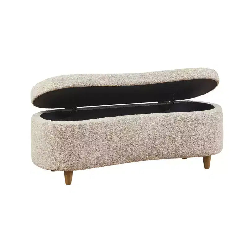 Bailey Boucle Flip Top Storage Bench Taupe - Ink+Ivy: Upholstered Ottoman, Bedroom Furniture with Wood Legs