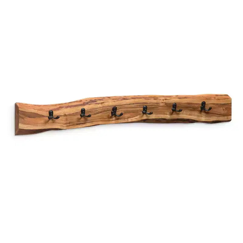 48 Hairpin Live Edge Wood Bench with Coat Hook Set Natural - Alaterre Furniture