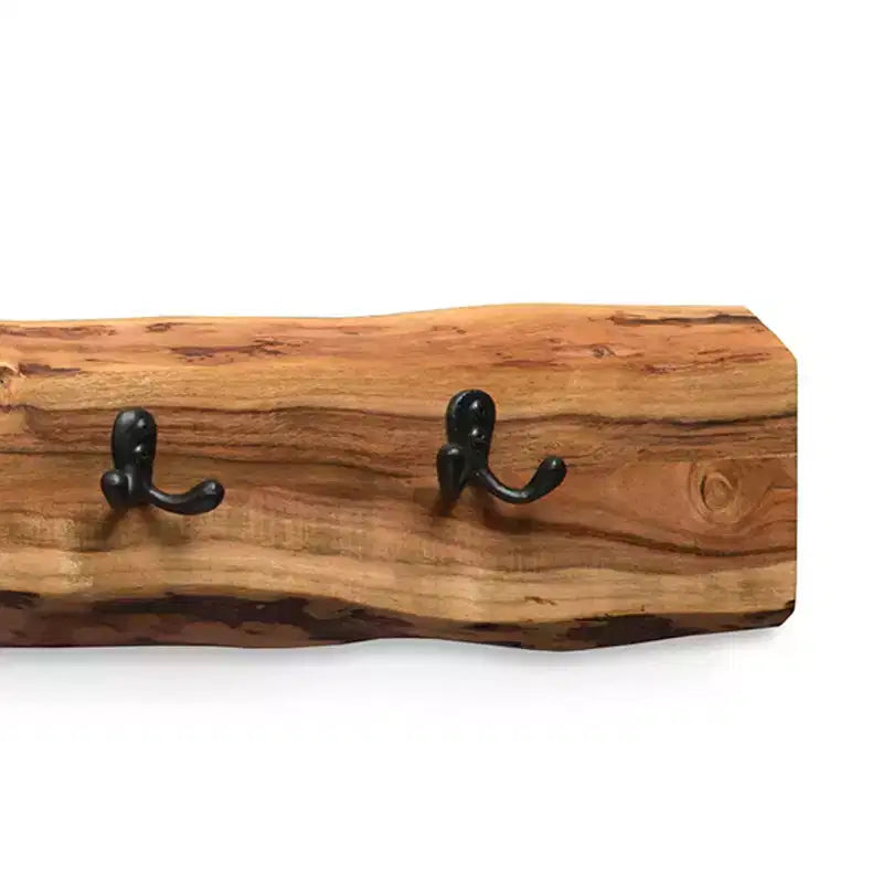 48 Hairpin Live Edge Wood Bench with Coat Hook Set Natural - Alaterre Furniture