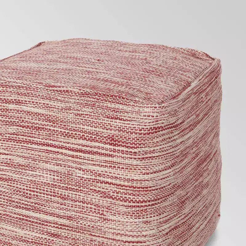 Christopher Knight Home Deja Boho Yarn Pouf Red: Square Upholstered, Spot Clean, No Assembly Required