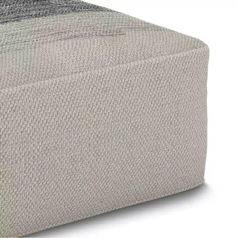 Irena Square Woven PET Polyester Pouf Gray/White - WyndenHall: Contemporary Upholstered Ottoman, 250 lb Capacity, 19.7"x19.7"x10"