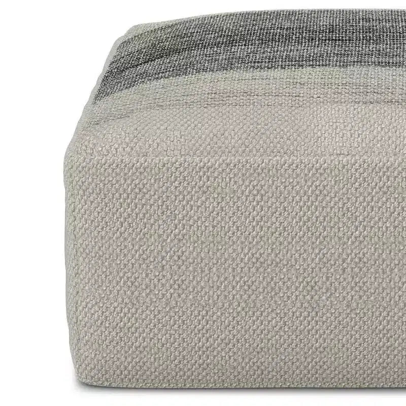Irena Square Woven PET Polyester Pouf Gray/White - WyndenHall: Contemporary Upholstered Ottoman, 250 lb Capacity, 19.7"x19.7"x10"