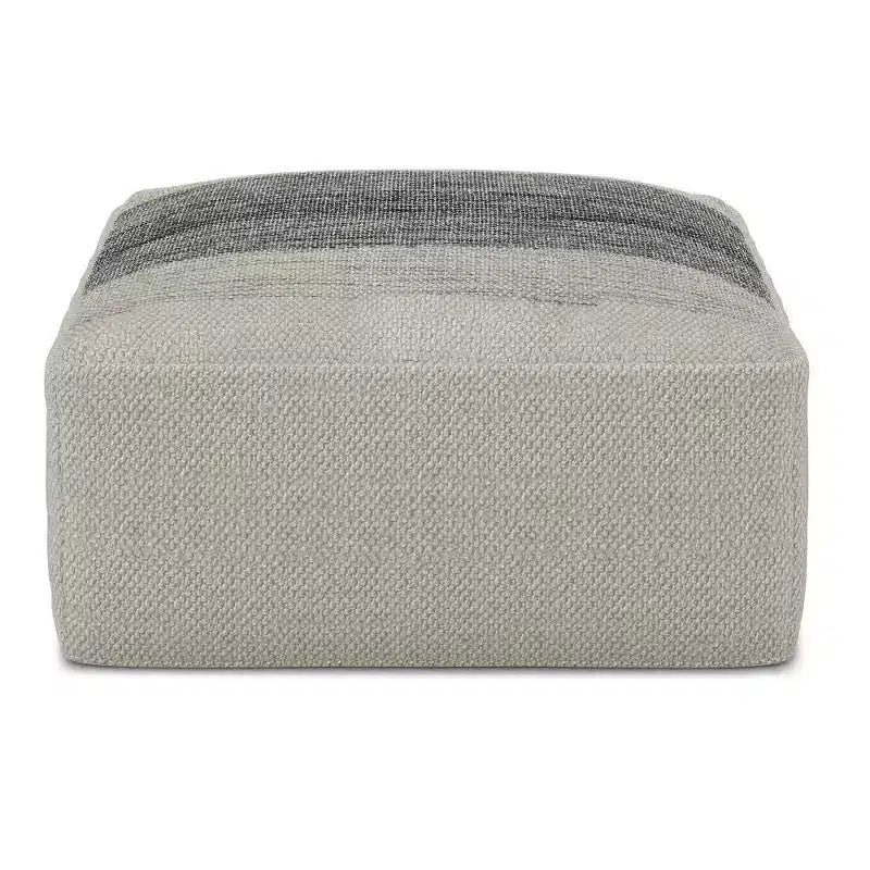 Irena Square Woven PET Polyester Pouf Gray/White - WyndenHall: Contemporary Upholstered Ottoman, 250 lb Capacity, 19.7"x19.7"x10"