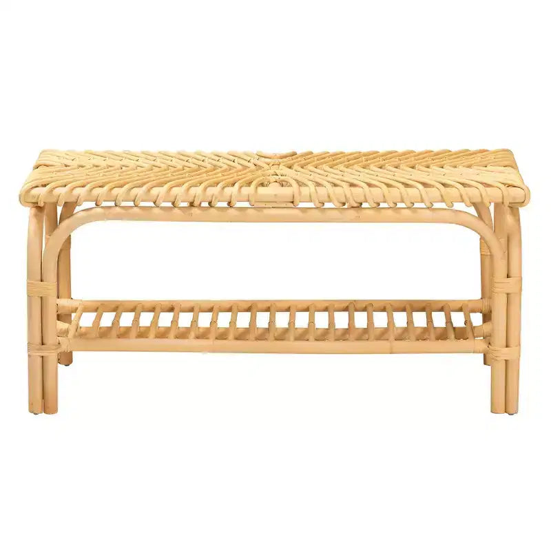 Himari Rattan Accent Bench Natural Brown - Baxton Studio: Handcrafted, Entryway, Bedroom, Shelf Storage