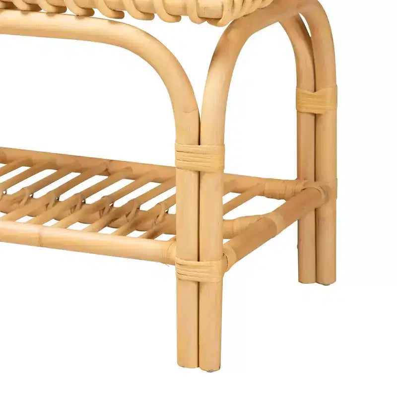 Himari Rattan Accent Bench Natural Brown - Baxton Studio: Handcrafted, Entryway, Bedroom, Shelf Storage
