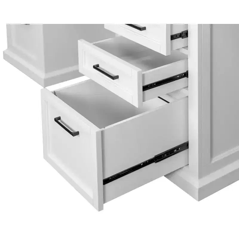 Bureau crédence en bois moderne : style exécutif, panneaux à rainures et perles, ports USB - Martin Furniture