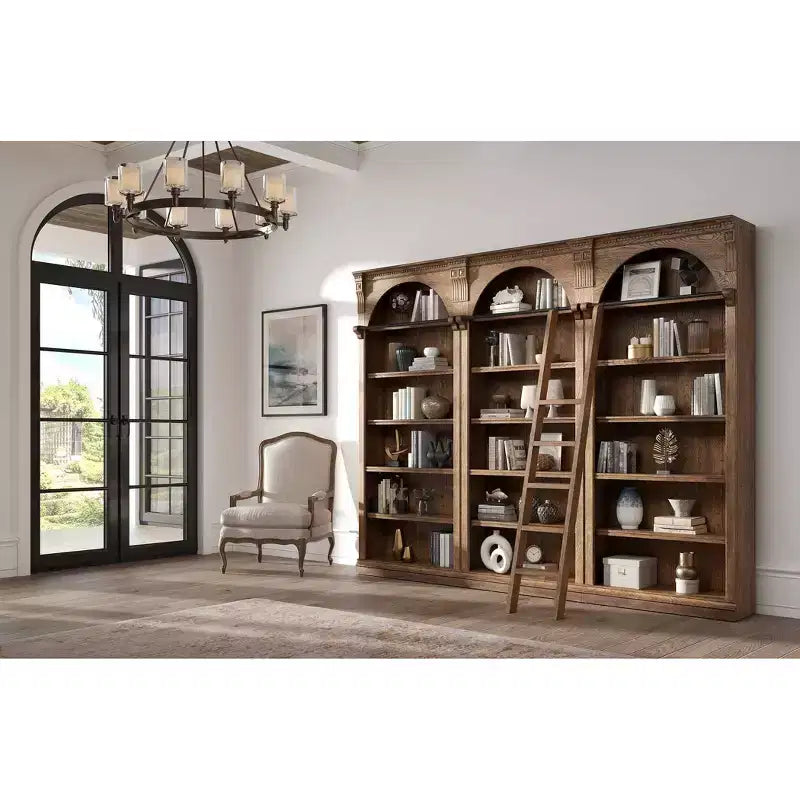 94" Traditional Tall Bookcase Wall, Stratton Collection Brown - Martin Furniture