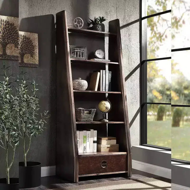 Acme Furniture 31.5" Brancaster Decorative Bookshelf Aluminum : 5-Tier Storage, No Assembly Required