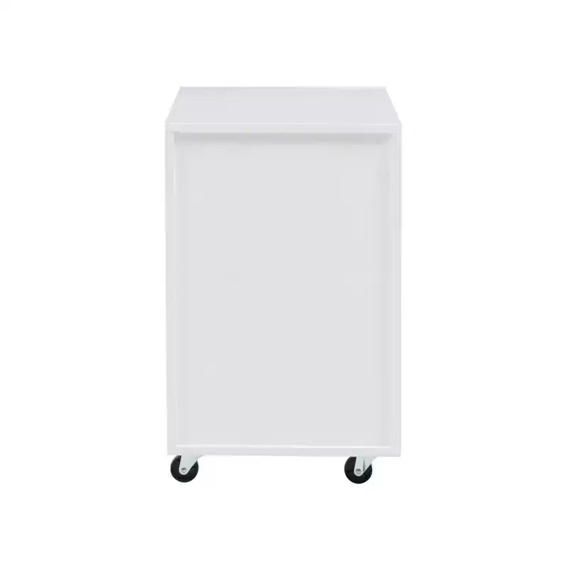 Wedeln 3 Drawer Rolling File Cabinet White Finish Wood - Powell: Mid-Century Modern, Veneer, Metal Hardware