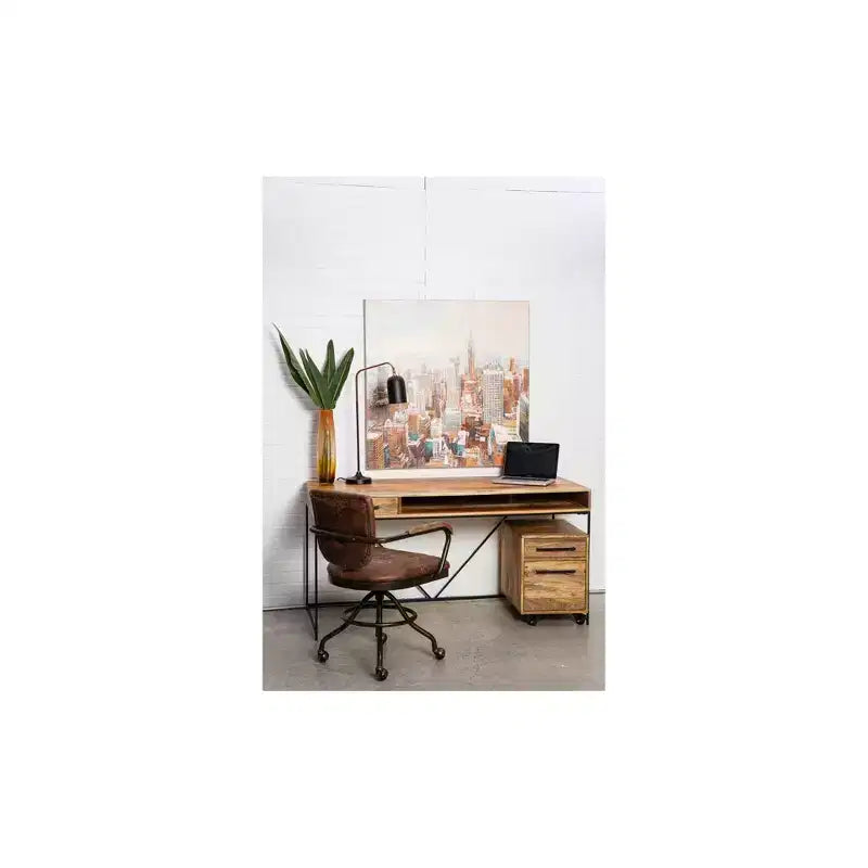 Allensworth Desk Natural - Alder Bay: Solid Mango Wood, Iron Frame, Modern Home Office Furniture with Shelf & Drawer