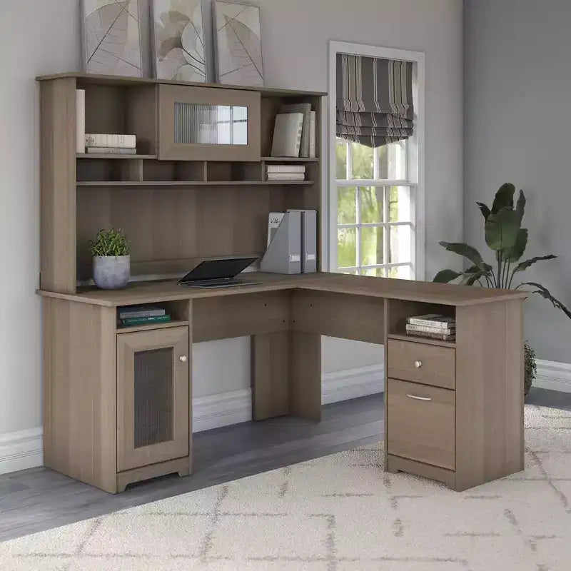 Cabot 60W L Shaped Computer Desk Ash Gray - Bush Furniture