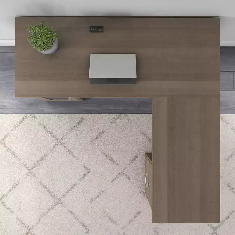 Cabot 60W L Shaped Computer Desk Ash Gray - Bush Furniture