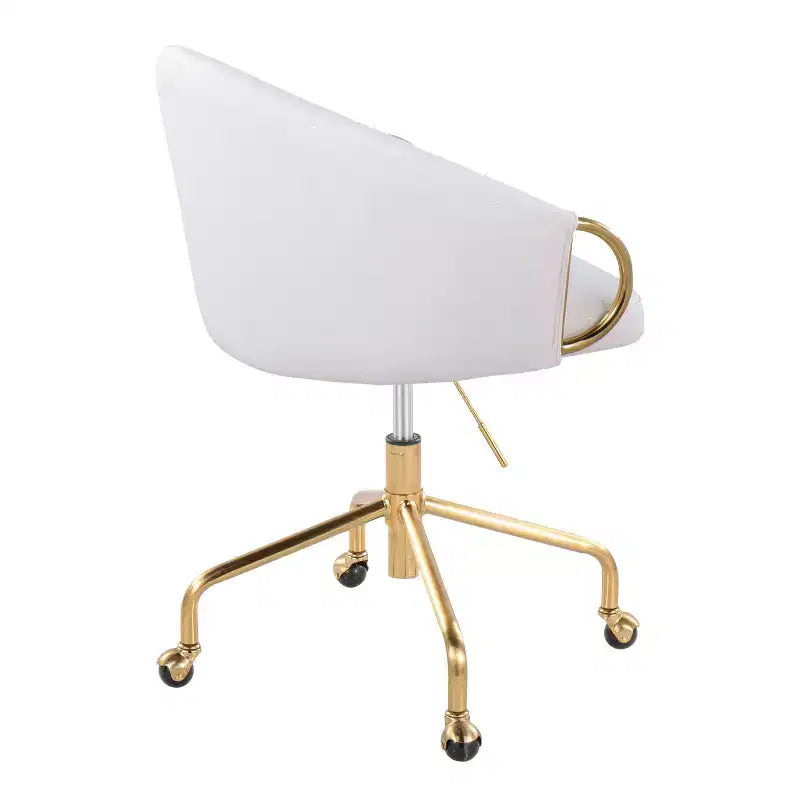LumiSource Claire Task Chair Gold/White PU