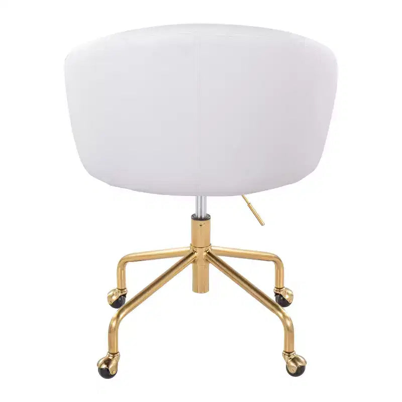 LumiSource Claire Task Chair Gold/White PU