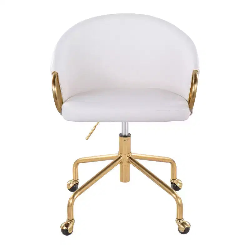 LumiSource Claire Task Chair Gold/White PU