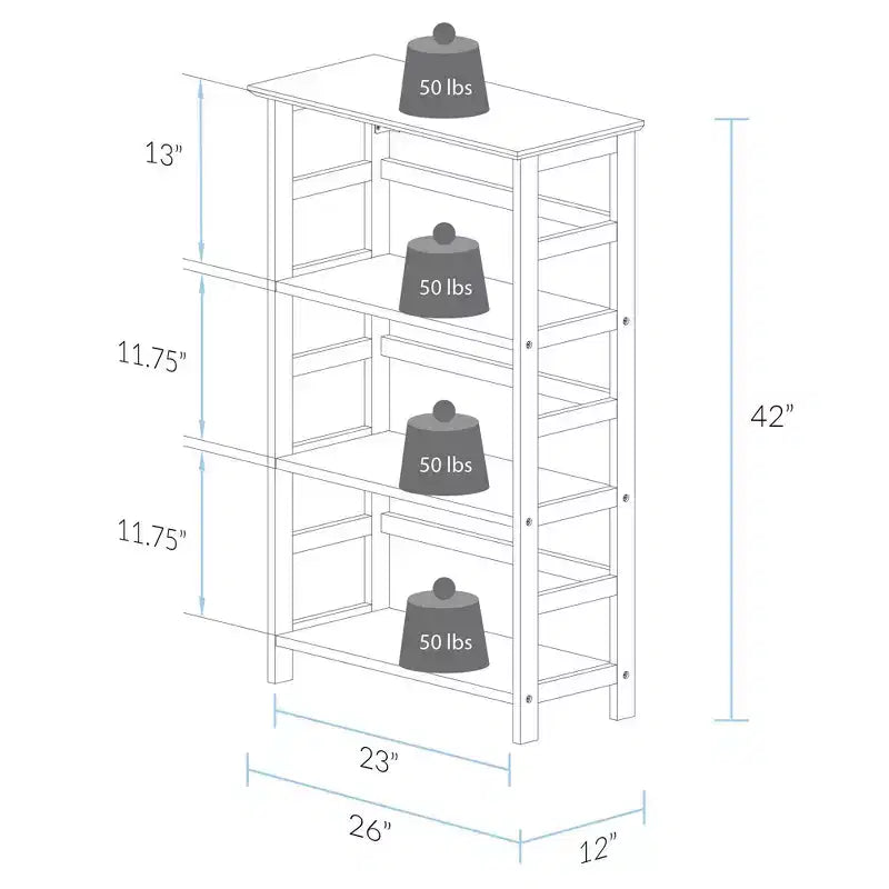 42" 4 Shelf Bookcase Espresso - Flora Home: Solid Wood, Contemporary, Open Back
